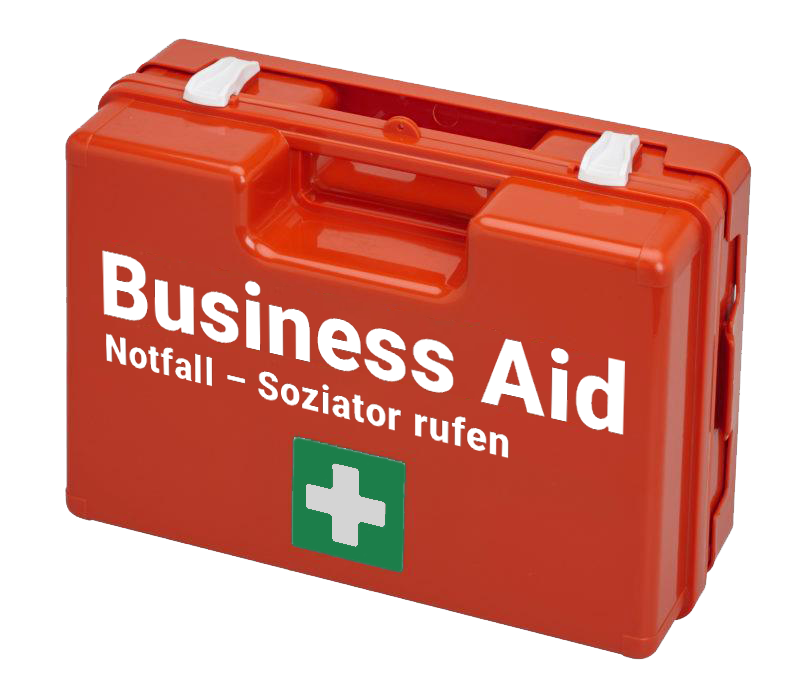Roter Erste-Hilfe-Koffer — Symbolbild für den Business-Aid-Koffer des Soziators